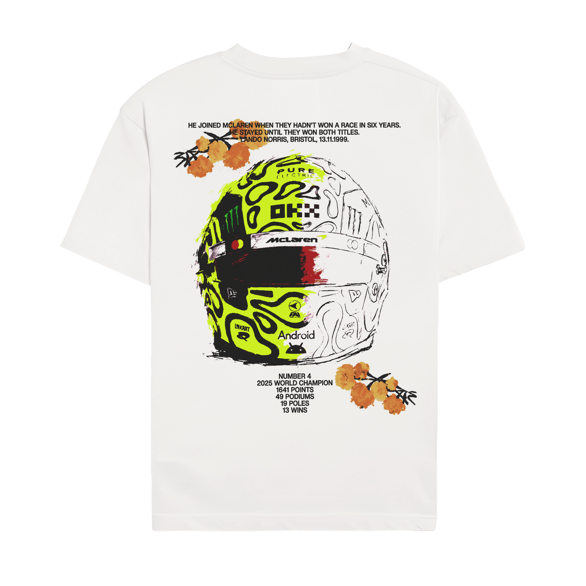 Lando Floral Helmet Tee - White back