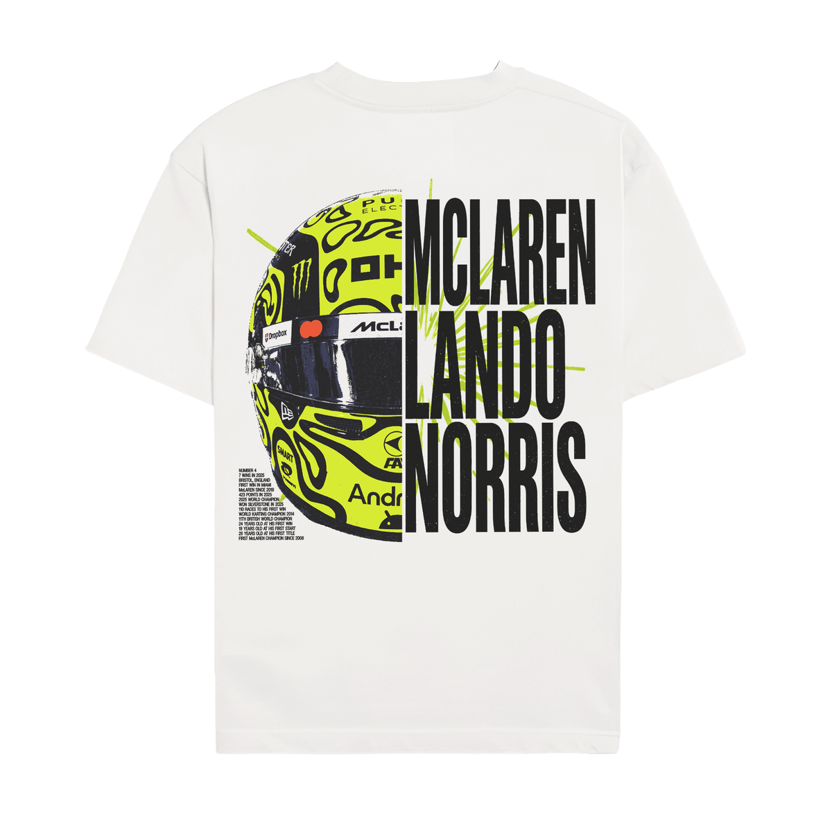 Lando Split Helmet Tee - White back