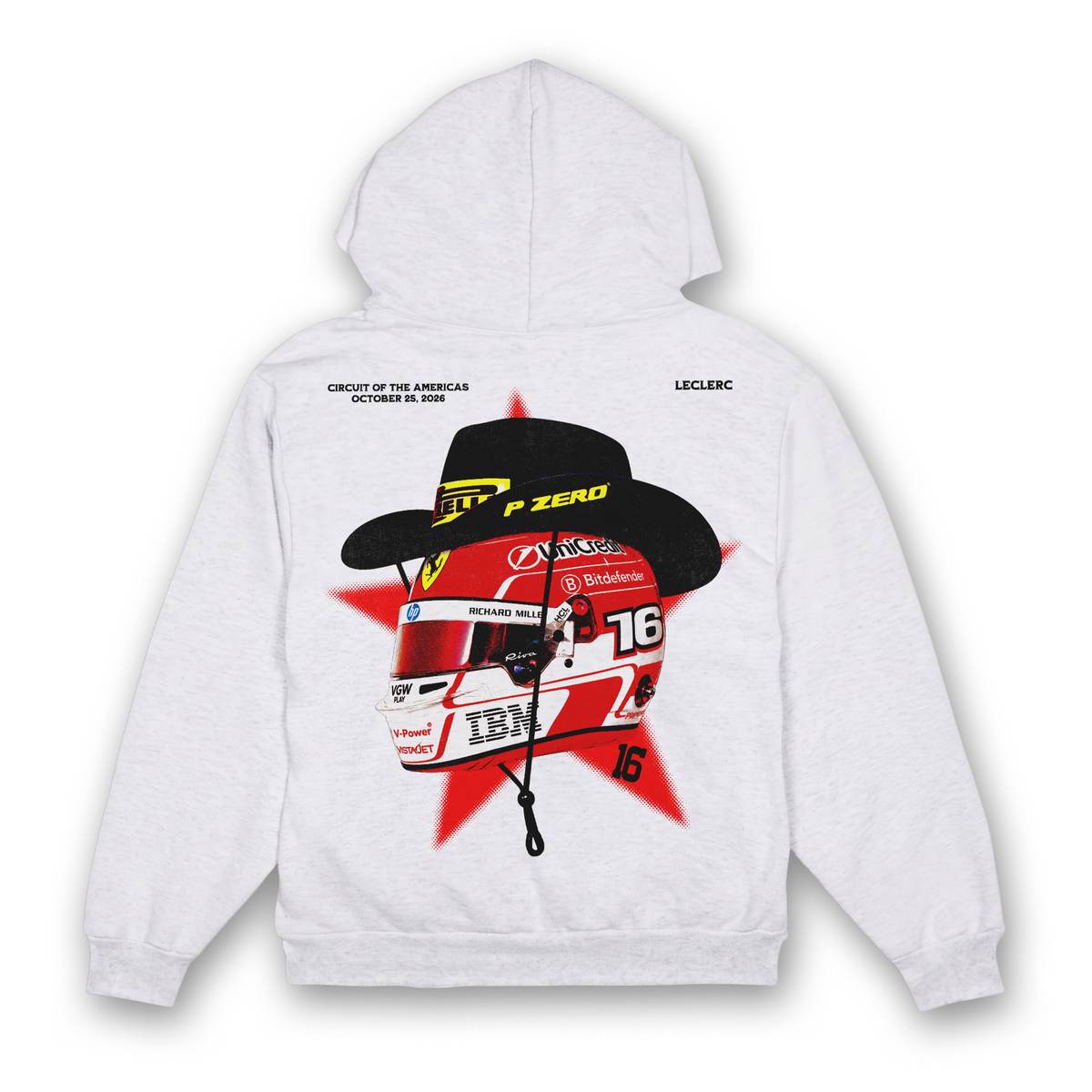 Leclerc Cowboy Helmet Hoodie - Ash back