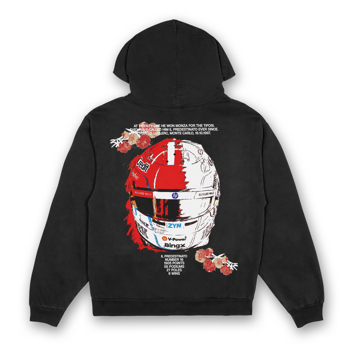 Leclerc Floral Helmet Hoodie - Black back