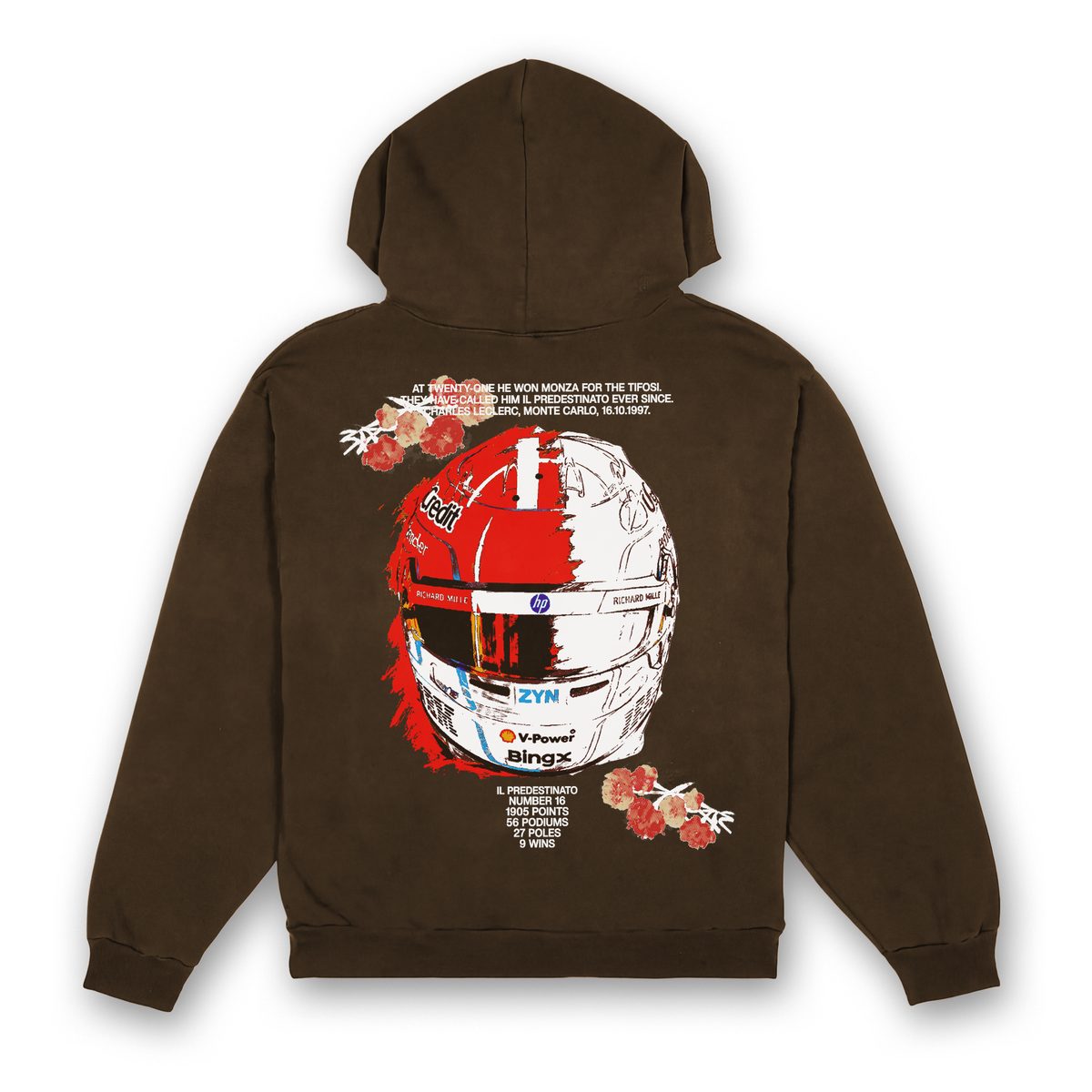 Leclerc Floral Helmet Hoodie - Dark Chocolate back