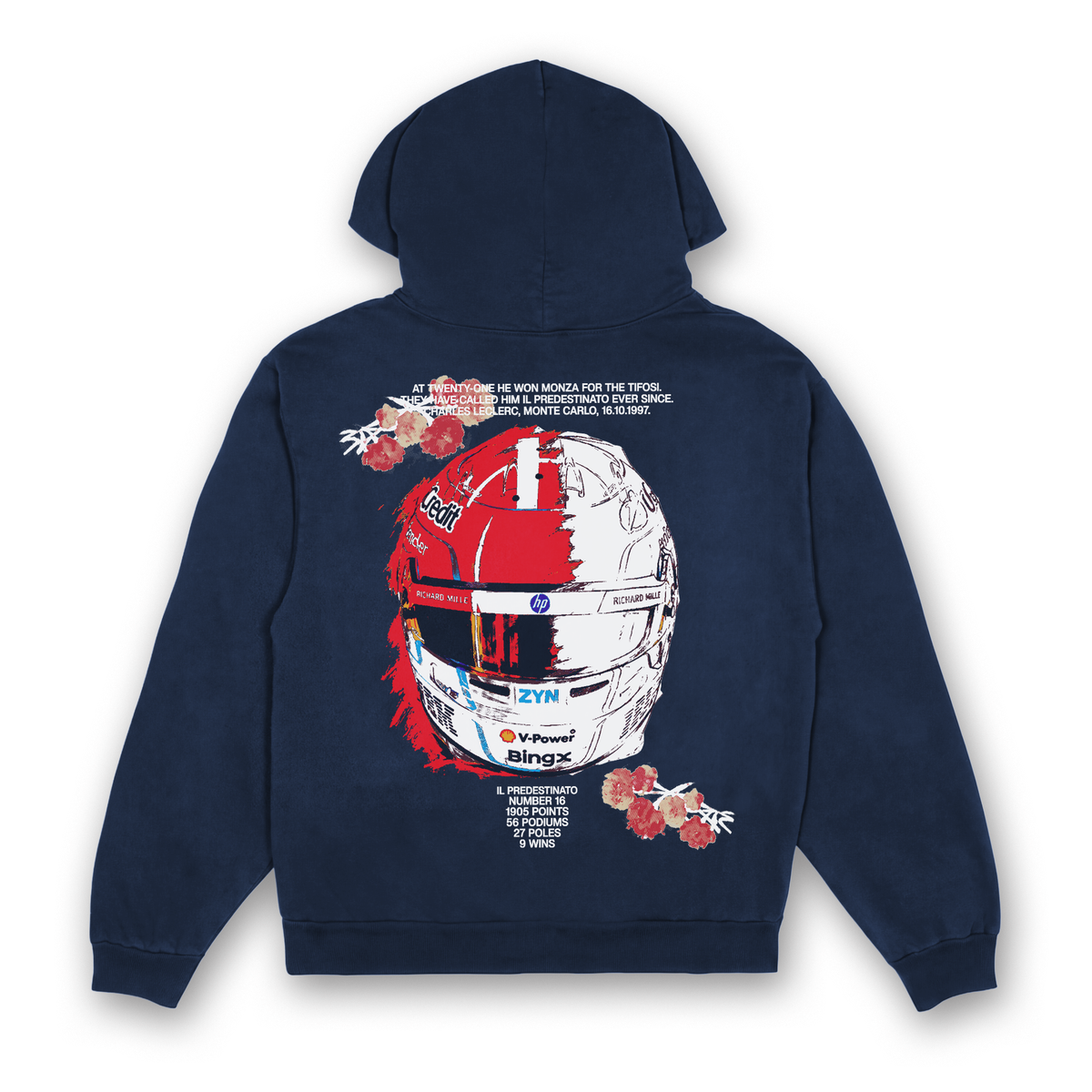 Leclerc Floral Helmet Hoodie - Navy back