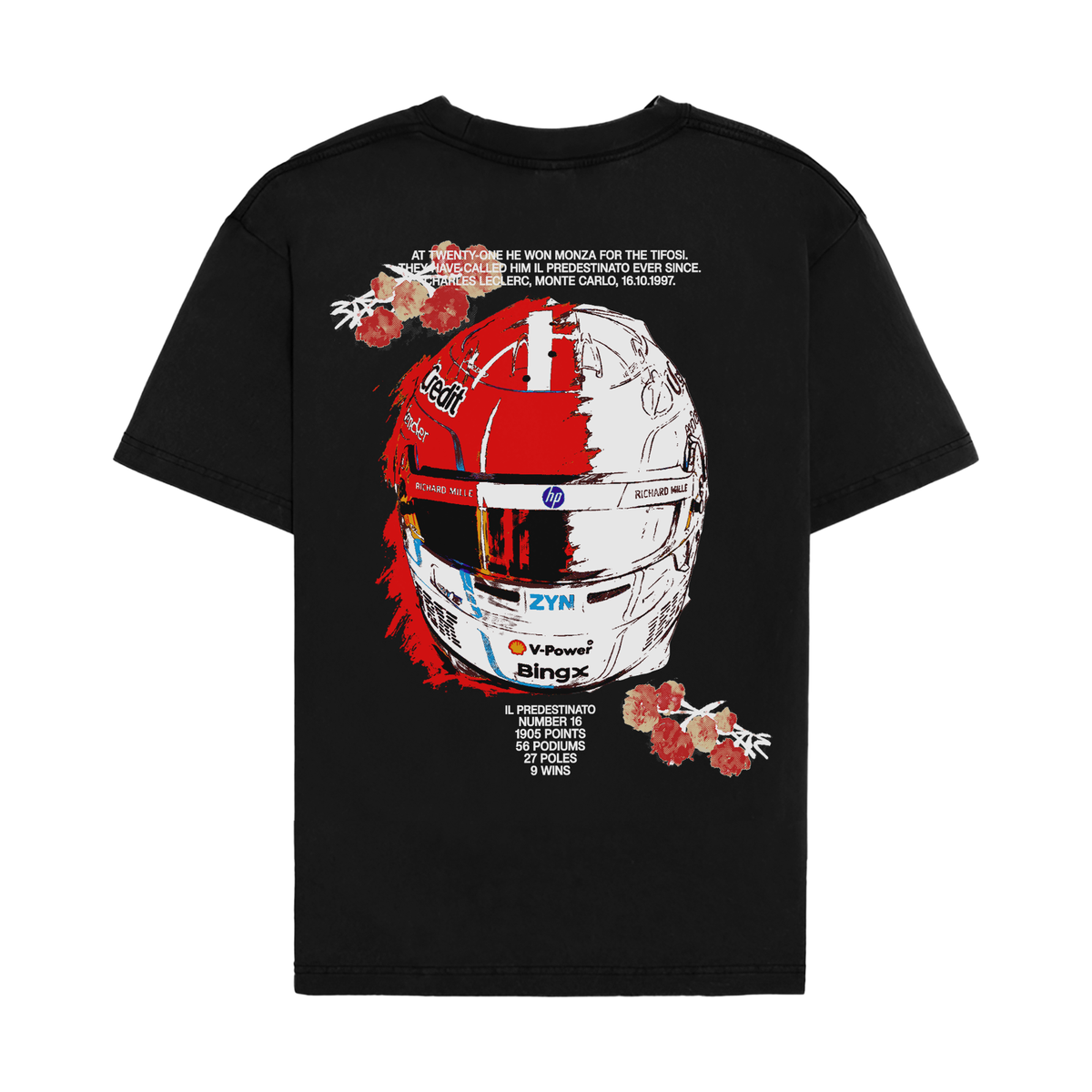 Leclerc Floral Helmet Tee - Black back
