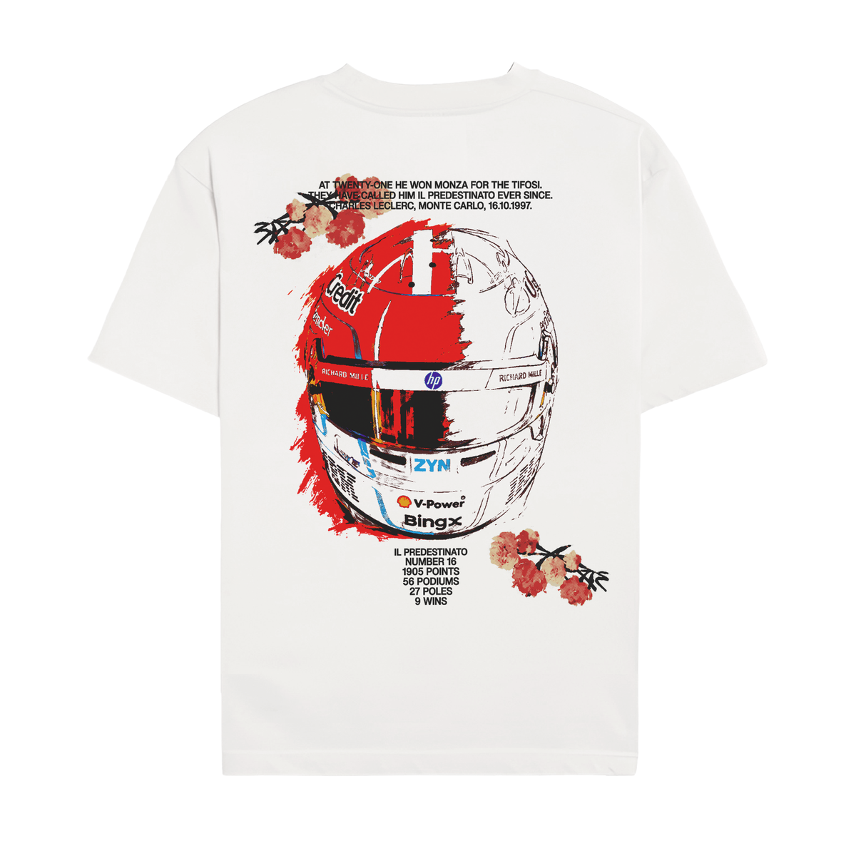 Leclerc Floral Helmet Tee - White back