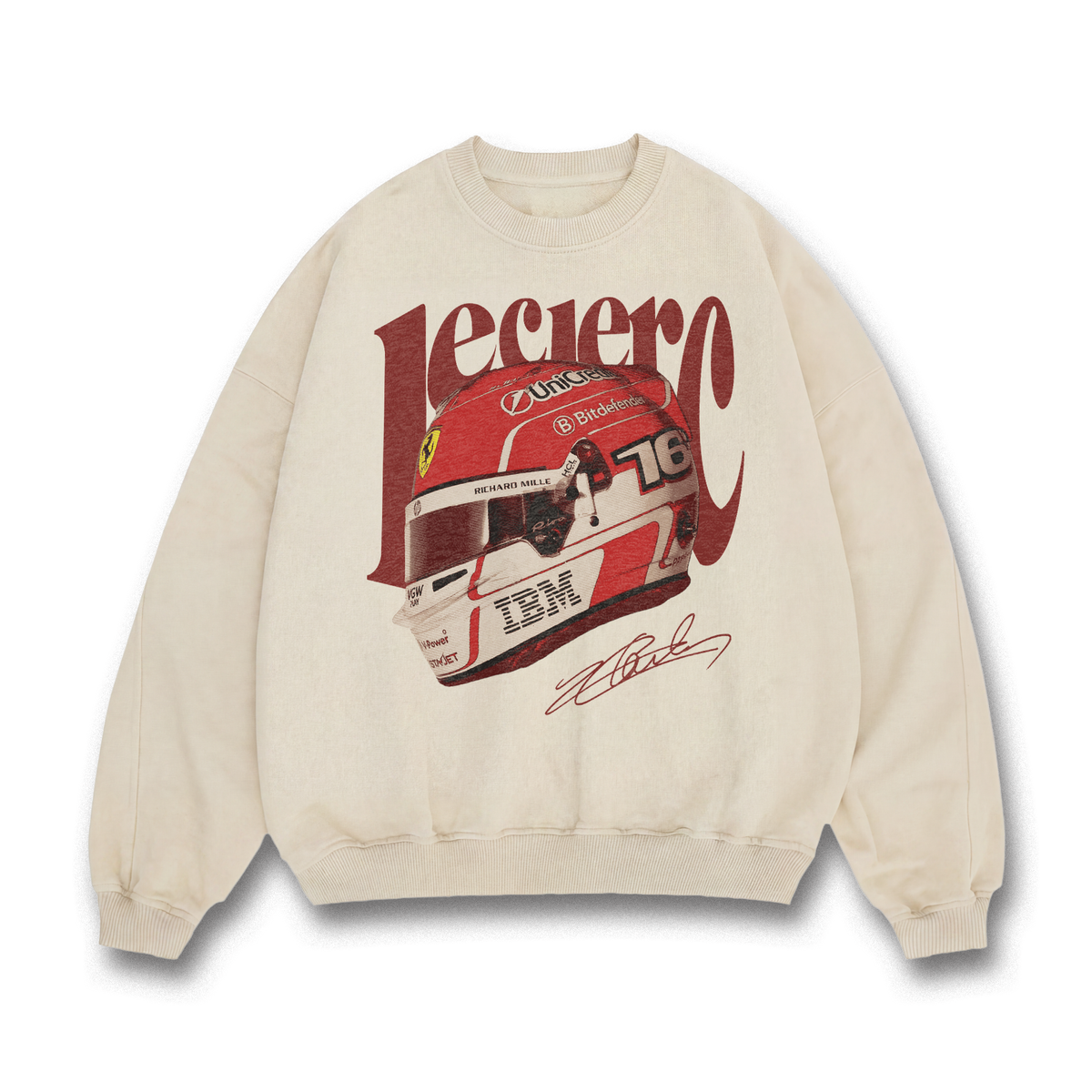 Leclerc Helmet Crewneck - Sand front