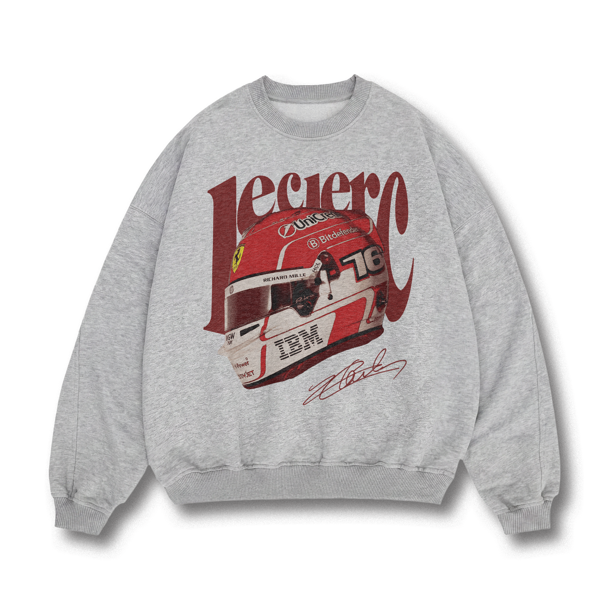 Leclerc Helmet Crewneck - Sport Grey front
