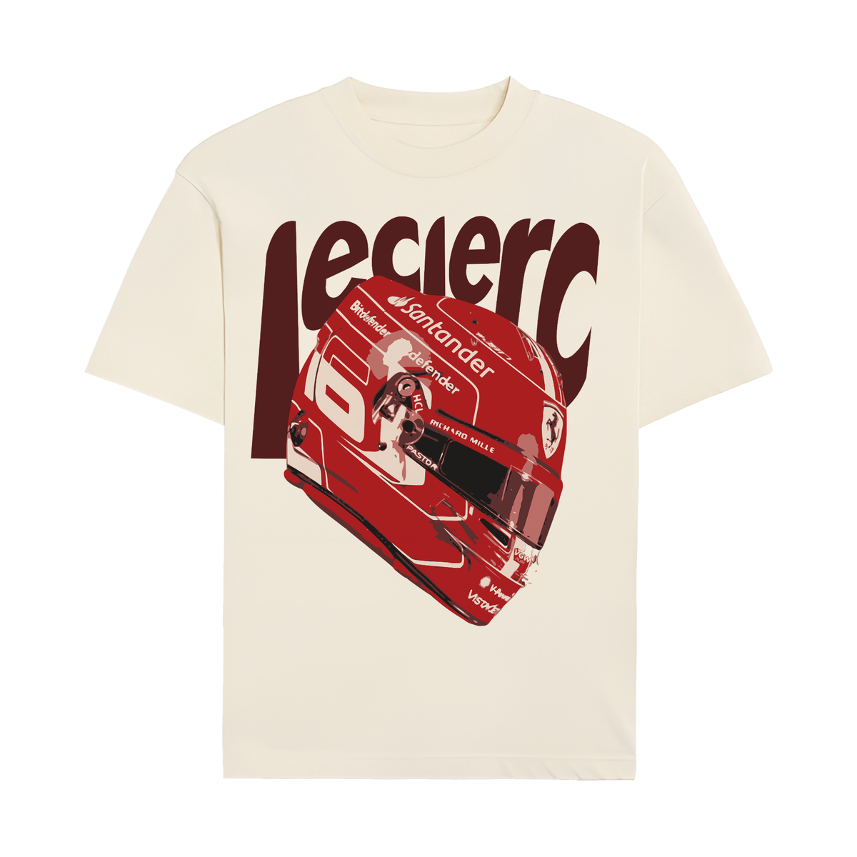 Leclerc Helmet Graphic T-shirt - Off-White front