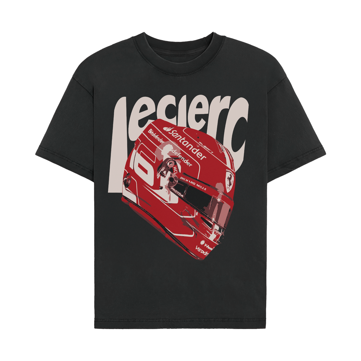 Leclerc Helmet Graphic T-shirt - Black front