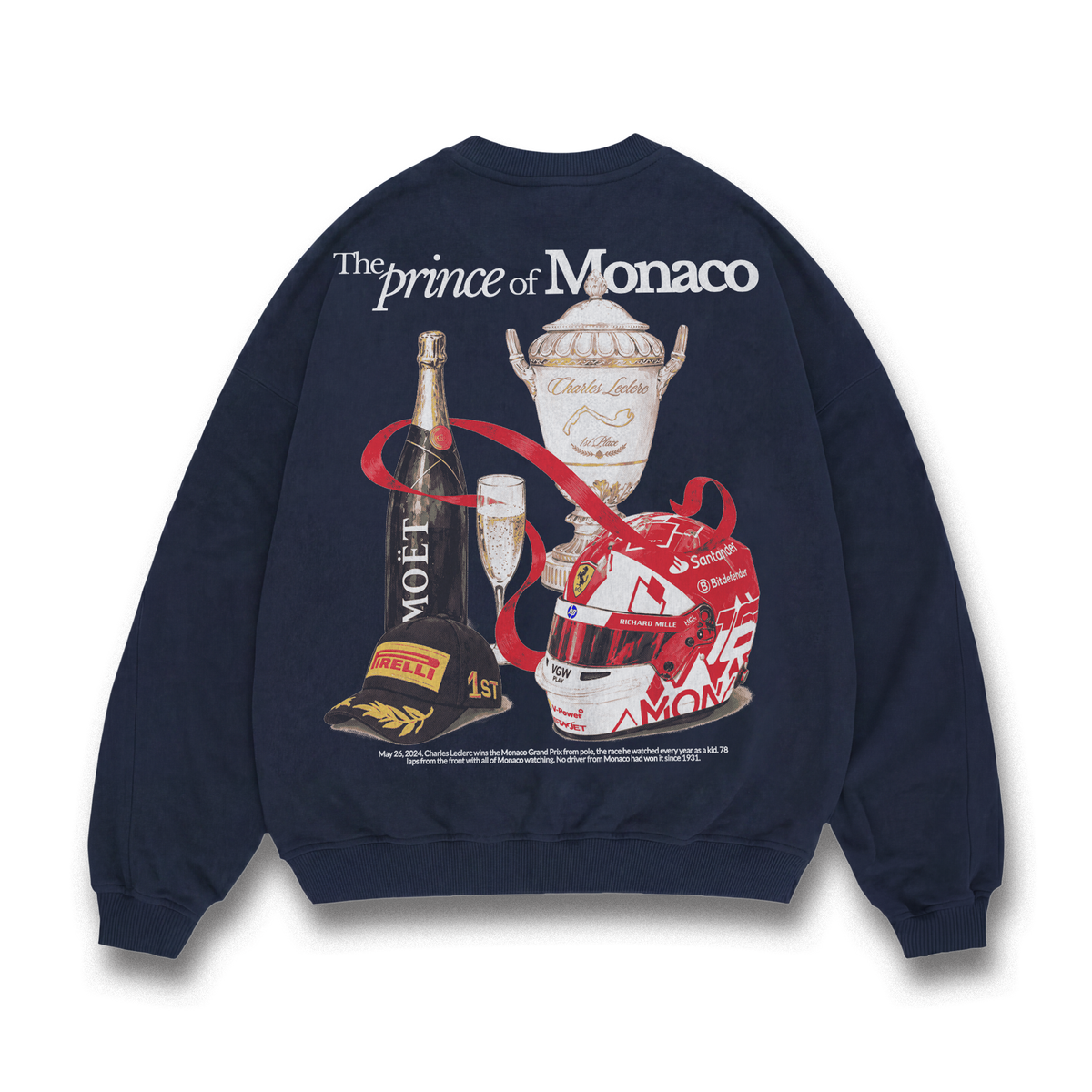 Leclerc Prince of Monaco Crewneck - Navy back