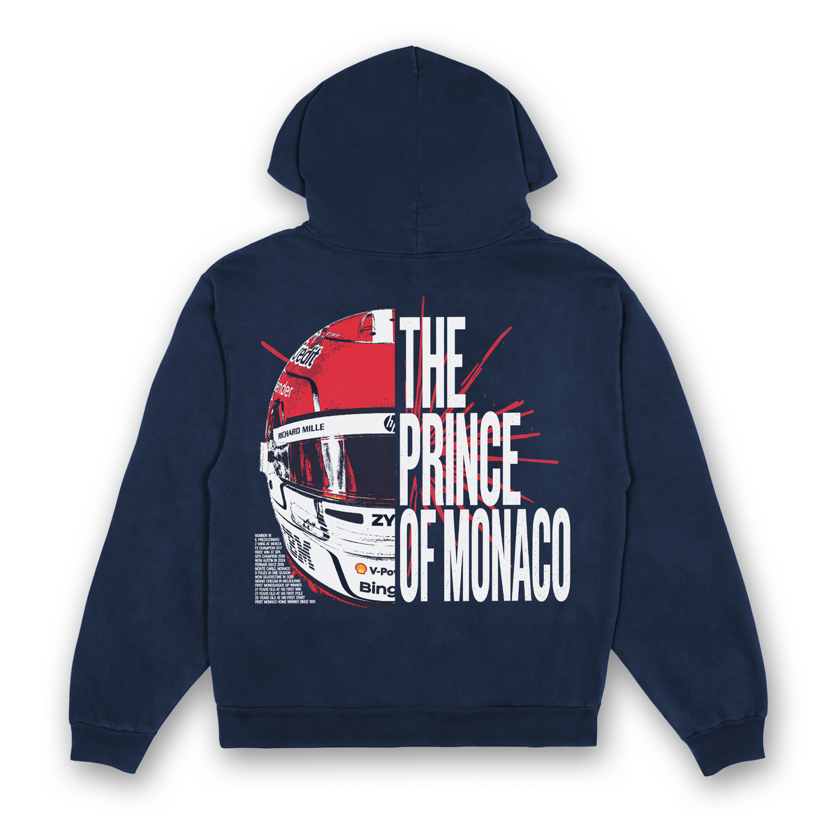 Leclerc Split Helmet Hoodie - Navy back