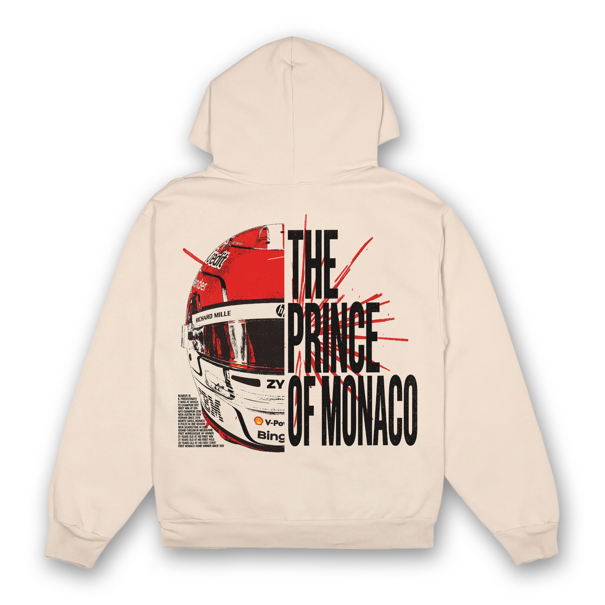 Leclerc Split Helmet Hoodie - Sand back