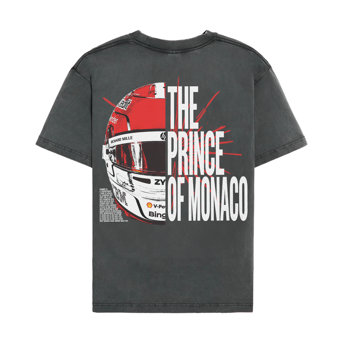 Leclerc Split Helmet Tee - Washed Black back