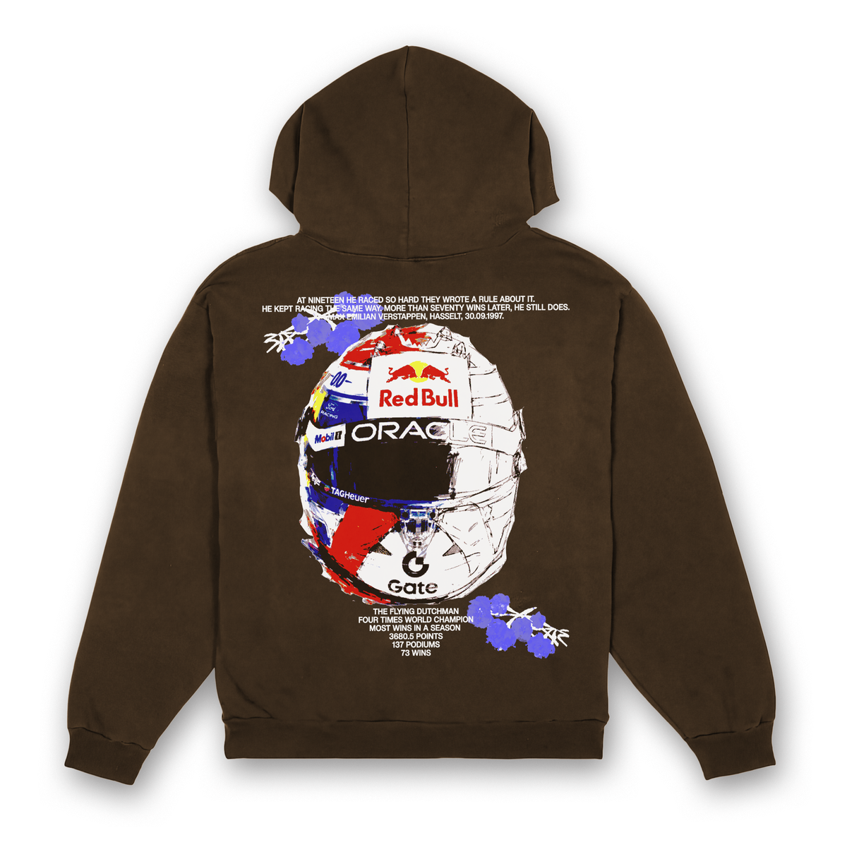 Max Floral Helmet Hoodie - Dark Chocolate back