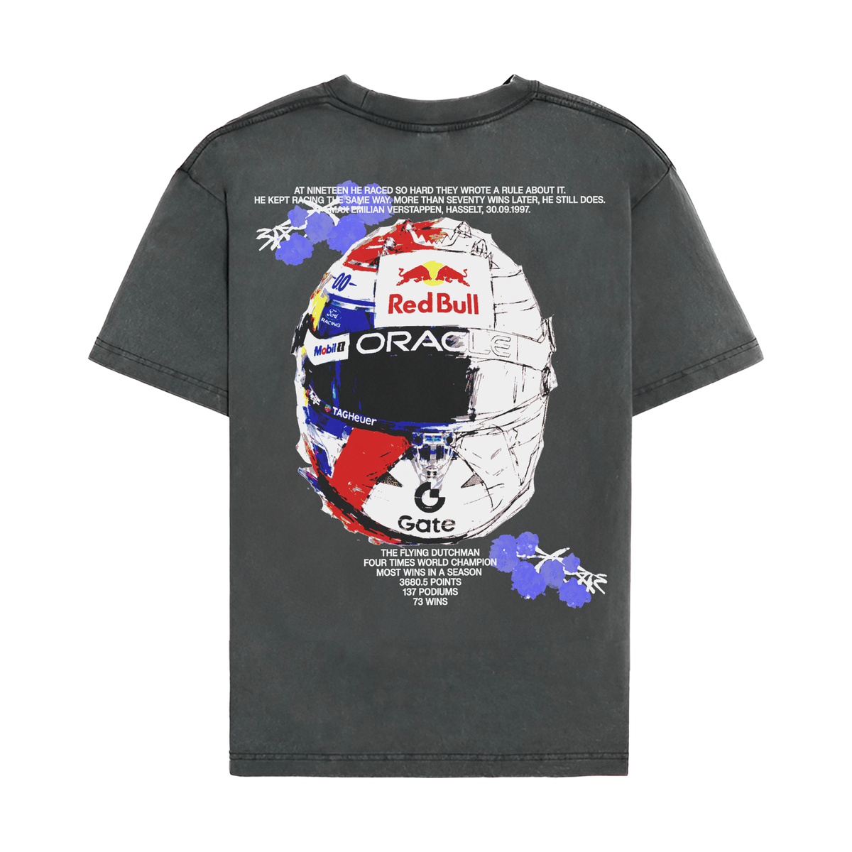 Max Floral Helmet Tee - Washed Black back