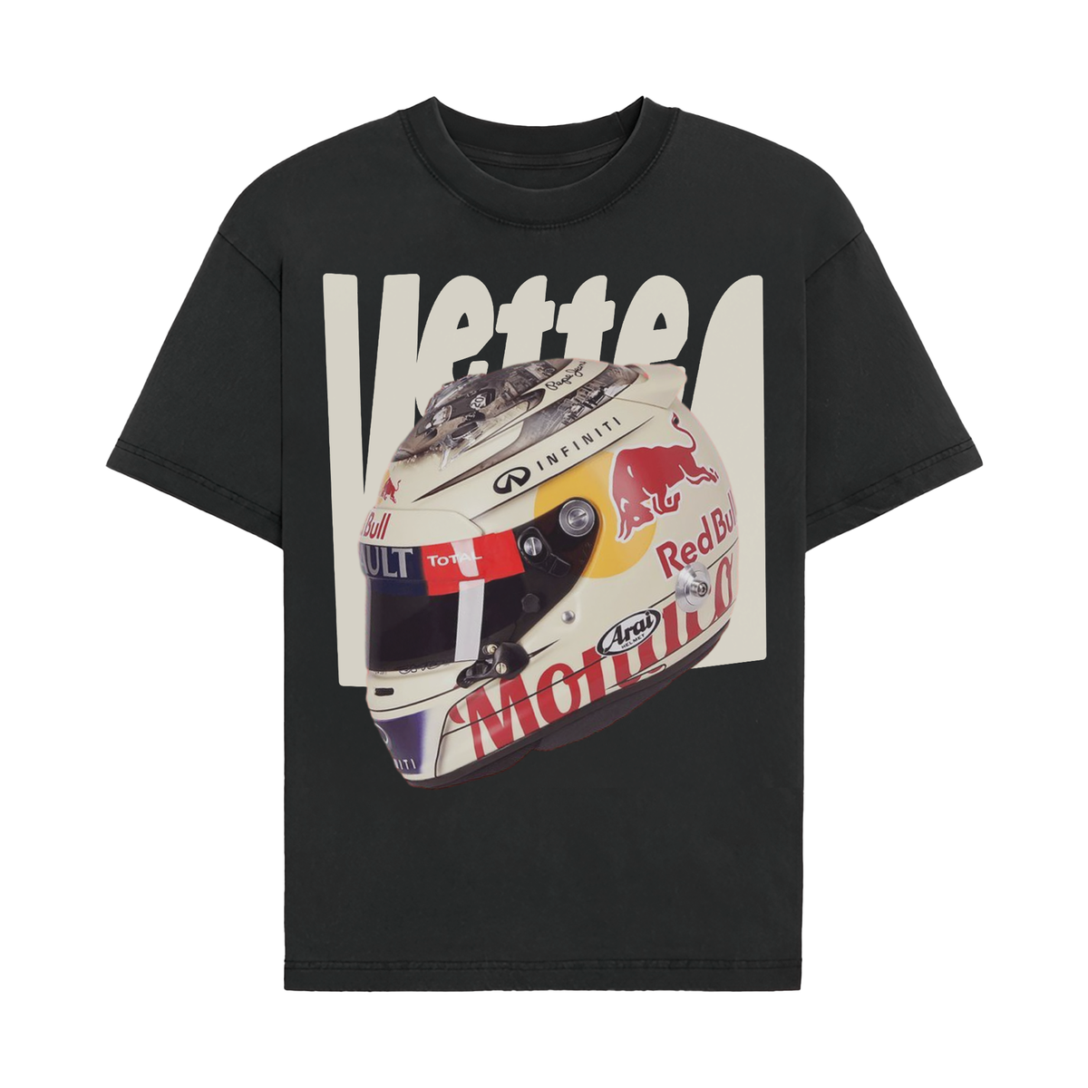 Sebastian Vettel Helmet Graphic T-shirt - Black front